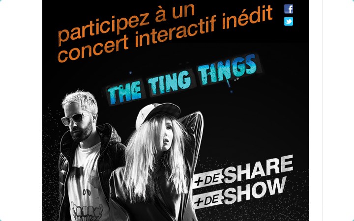 Illustration promotionnelle d'un concert interactif de The Ting Tings en collaboration avec Orange Rockcorps à Paris en avril 2012