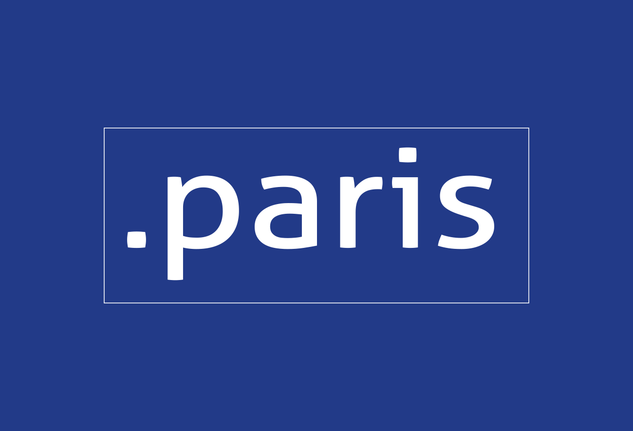 Logo du domaine .paris, représentant le mot 'paris' en lettres minuscules avec un point stylisé devant, symbolisant l'extension de domaine internet